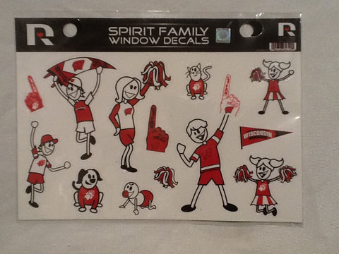 Wisconsin Badgers Spirit Family Window Decals 8 X 5.5 NEW!! Car Window NCAA