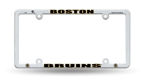 Boston Bruins White Plastic License Plate Frame NEW Free Shipping!