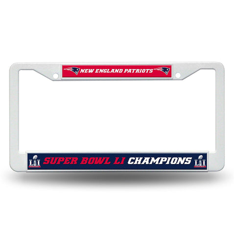 New England Patriots Super Bowl 51 Champions White Plastic License Plate Frame NEW!