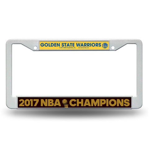 Golden State Warriors NBA Champions White Plastic License Plate Frame 2017