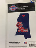 Ole Miss Rebels State Outline Die-Cut Decal NEW!!!