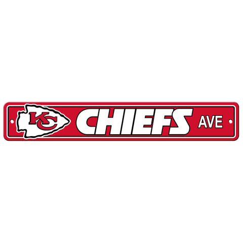 Kansas City Chiefs Street Sign NEW! 4"X 24" "Chiefs Ave" Man Cave NFL