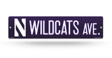Northwestern Wildcats Street Sign NEW! 4"X16" "Wildcats Ave." Man Cave NCAA