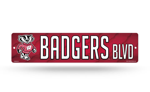 Wisconsin Badgers Street Sign NEW! 4"X16" "Badgers Blvd." Man Cave NCAA