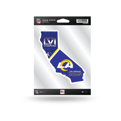 Los Angeles Rams Super Bowl LVI Champions State Outline Die-Cut Decal 5x4 Inches
