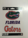 Florida Gators Set of 3 Decals Stickers Triple Spirit Die Cut