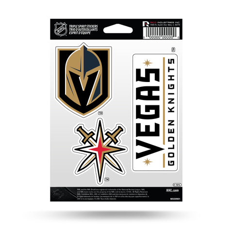 Vegas Golden Knights Set of 3 Decals Stickers Triple Spirit Die Cut