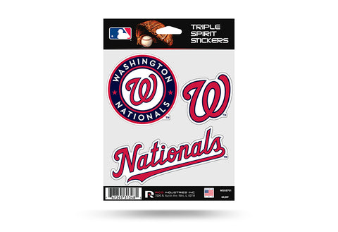 Washington Nationals Set of 3 Decals Stickers Triple Spirit Die Cut