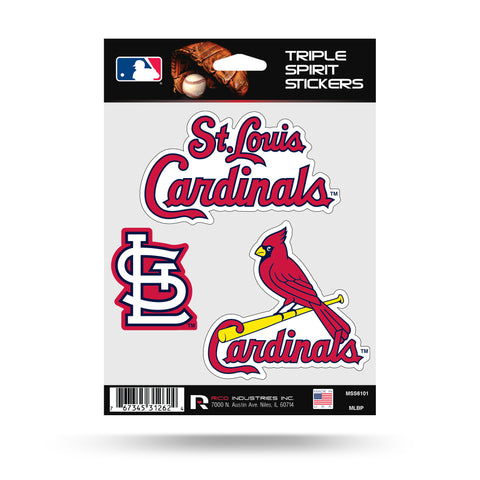 St. Louis Cardinals Set of 3 Decals Stickers Triple Spirit Die Cut
