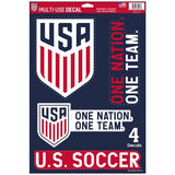 USA Soccer Set of 4 Decals Stickers Reusable Multi-Use