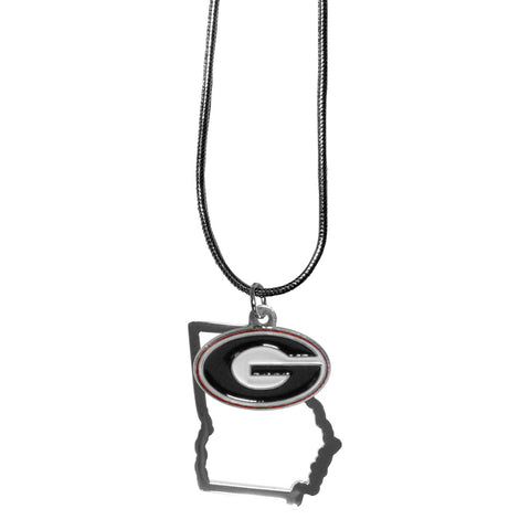 Georgia Bulldogs Logo State Outline Charm Necklace Free Shipping!