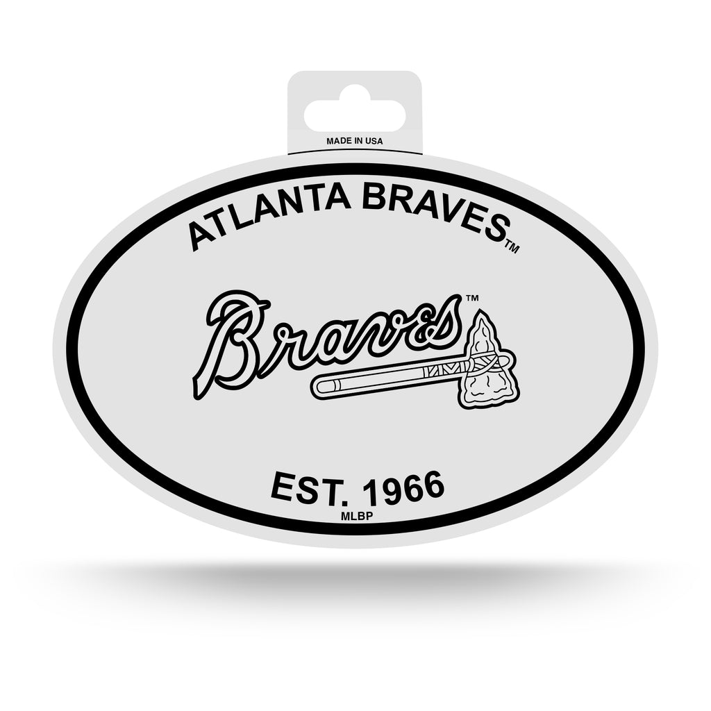 Atlanta Braves Oval Decal Sticker NEW!! 3 x 5 Inches Free Shipping Bla –  Hub City Sports
