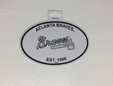 Atlanta Braves Oval Decal Sticker NEW!! 3 x 5 Inches Free Shipping Black & White