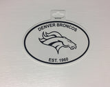 Denver Broncos Oval Decal Sticker NEW!! 3 x 5 Inches Free Shipping Black & White