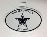 Dallas Cowboys Oval Decal Sticker NEW!! 3 x 5 Inches Free Shipping Black & White