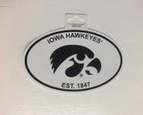Iowa Hawkeyes Oval Decal Sticker NEW!! 3 x 5 Inches Free Shipping Black & White