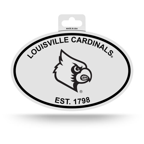 Louisville Cardinals Oval Decal Sticker NEW!! 3 x 5 Inches Free Shipping Black & White