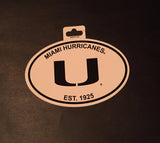 Miami Hurricanes Oval Decal Sticker NEW!! 3 x 5 Inches Free Shipping Black & White