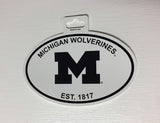 Michigan Wolverines Oval Decal Sticker NEW!! 3 x 5 Inches Free Shipping Black & White