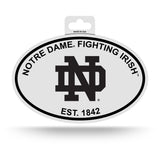 Notre Dame Fighting Irish Oval Decal Sticker NEW!! 3 x 5 Inches Free Shipping Black & White