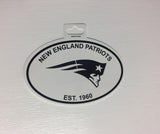 New England Patriots Oval Decal Sticker NEW!! 3 x 5 Inches Free Shipping Black & White