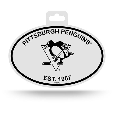 Pittsburgh Penguins Oval Decal Sticker NEW!! 3 x 5 Inches Free Shipping Black & White
