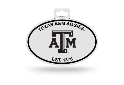 Texas A&M Aggies Oval Decal Sticker NEW!! 3 x 5 Inches Free Shipping Black & White
