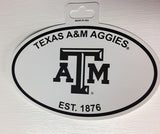 Texas A&M Aggies Oval Decal Sticker NEW!! 3 x 5 Inches Free Shipping Black & White