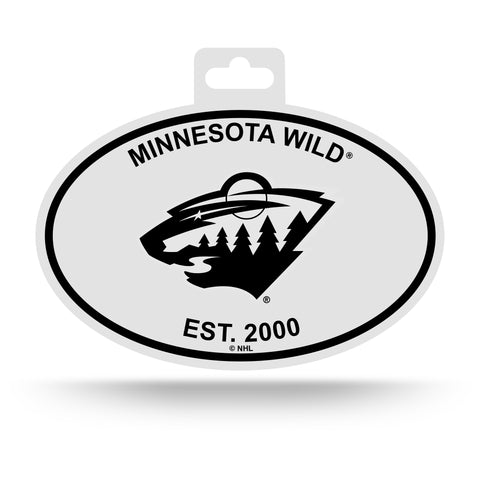 Minnesota Wild Oval Decal Sticker NEW!! 3 x 5 Inches Free Shipping Black & White