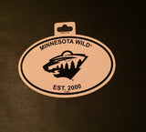 Minnesota Wild Oval Decal Sticker NEW!! 3 x 5 Inches Free Shipping Black & White