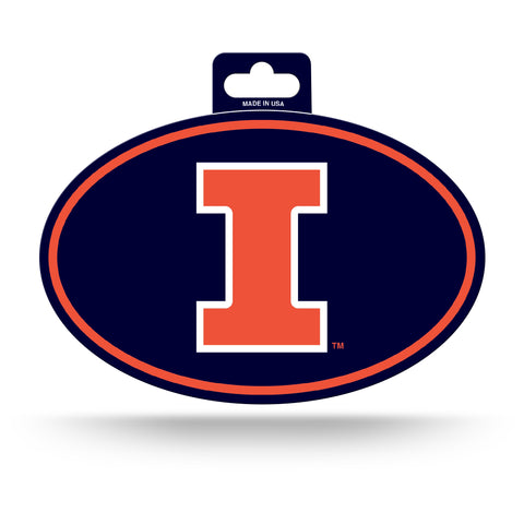 Illinois Fighting Illini Oval Decal Full Color Sticker NEW!! 3 x 5 Inches Free Shipping