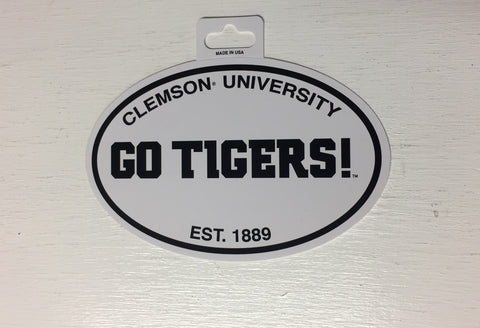 Clemson Tigers Oval Decal Sticker NEW!! 3 x 5 Inches Free Shipping Black & White