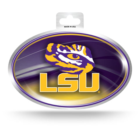 LSU Tigers Metallic Oval Decal Full Color Sticker NEW!! 3 x 5 Inches Free Shipping