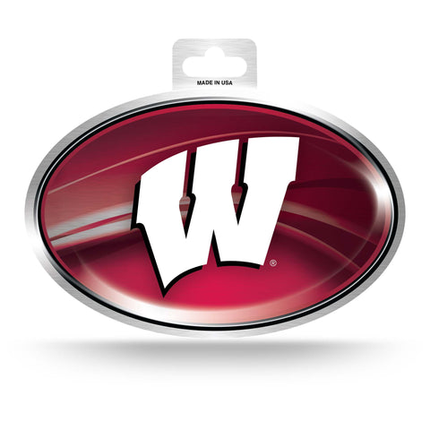 Wisconsin Badgers Metallic Oval Decal Full Color Sticker NEW!! 3 x 5 Inches Free Shipping