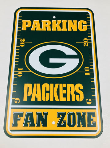 Green Bay Packers Parking Sign NEW! 12"X18" "FAN ZONE" Man Cave NFL