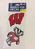 Wisconsin Badgers Set of 2 Die Cut Decal Stickers Perfect Cut Free Shipping