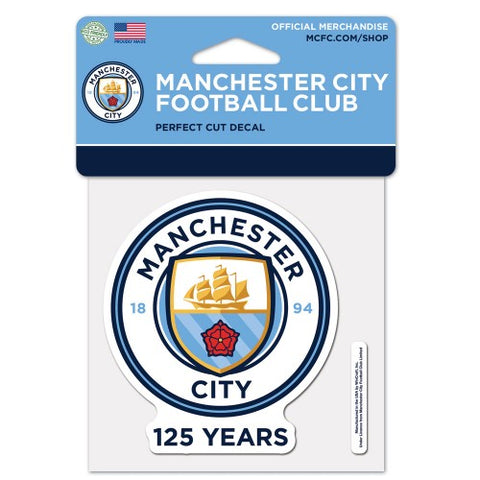 Manchester City 125 Years Logo FC 3" x 3" Die-Cut Decal Window, Car or Laptop!