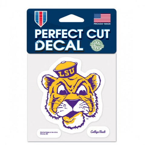 LSU Tigers Retro Logo Die Cut Decal Stickers Perfect Cut 6x7 inches