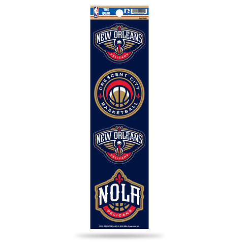 New Orleans Pelicans Set of 4 Decals Stickers The Quad by Rico 2x2 Inches