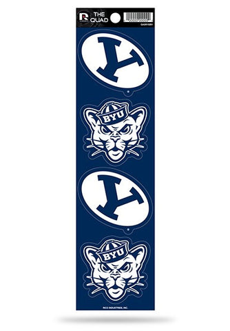 BYU Cougars Set of 4 Decals Stickers The Quad by Rico 2x2 Inches