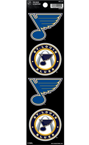 St. Louis Blues Set of 4 Decals Stickers The Quad by Rico 2x2 Inches