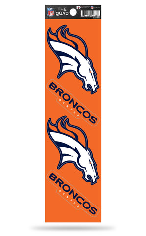 Denver Broncos Set of 4 Decals Stickers The Quad by Rico 3x1 Inches