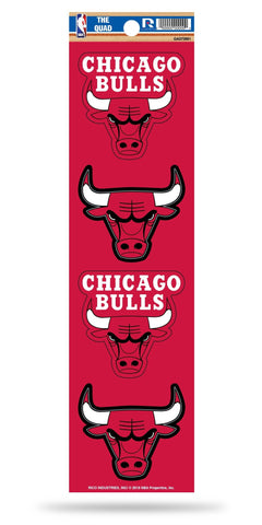 Chicago Bulls Set of 4 Decals Stickers The Quad by Rico 2x2 Inches Yeti