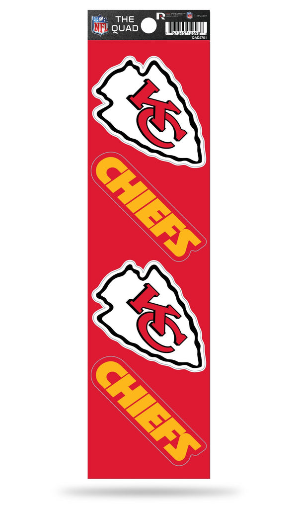 Kansas City Chiefs Set of 4 Decals Stickers The Quad by Rico 2x2 Inche ...