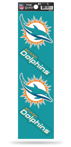 Miami Dolphins Set of 4 Decals Stickers The Quad by Rico 2x2 Inches