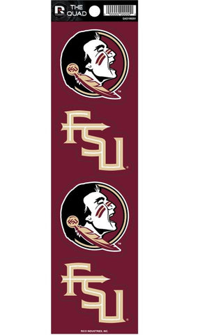 Florida State Seminoles Set of 4 Decals Stickers The Quad by Rico 2x2 Inches