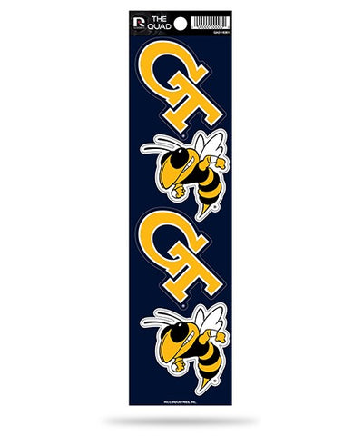 Georgia Tech Yellow Jackets Set of 4 Decals Stickers The Quad by Rico 3x2 Inches