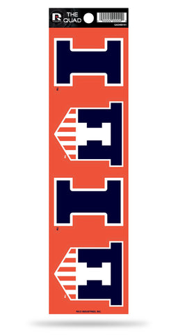 Illinois Fighting Illini Set of 4 Decals Stickers The Quad by Rico 2x2 Inches