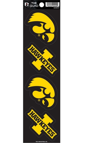 Iowa Hawkeyes Set of 4 Decals Stickers The Quad by Rico 3x2 Inches