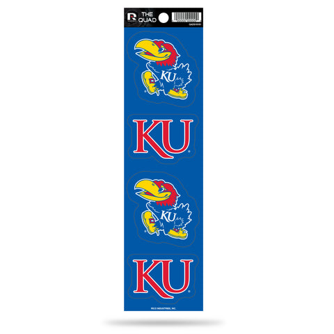 Kansas Jayhawks Set of 4 Decals Stickers The Quad by Rico 2x2 Inches Yeti